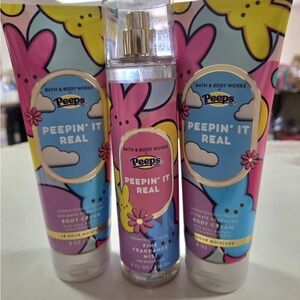 PEEPS BATH & BODY WORKS LOT OF 3, 2 CREAM TUBE LOTIONS & 1 SPRAY BATH PEEP